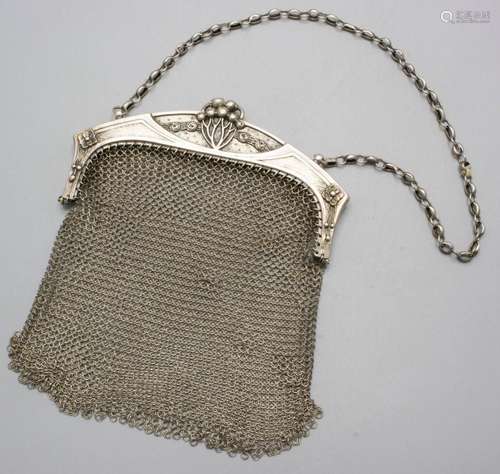 Jugendstil Abendtasche / A silver Art Nouveau evening purse,...