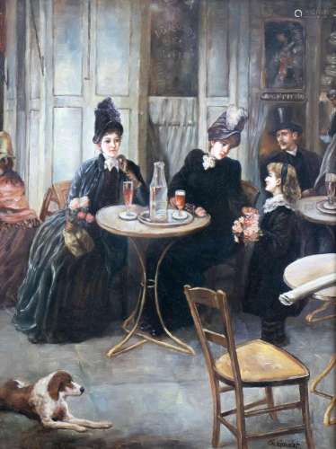 Ch. Gaudet, \'Pariser Kaffeehausszene\' / \'A Parisian café ...