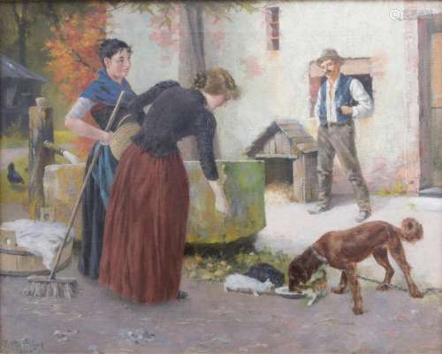 H. Otto Rüger (19./20. Jh.), \'Fütterung von Katzen und Hund...