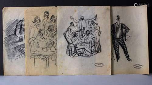 Maurice Berdon, 4 Zeichnungen / 4 drawings, 20. Jh.