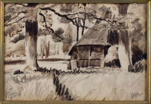 Künstler des 20. Jh., \'Hütte im Schwarzwald\' / \'A hut in ...