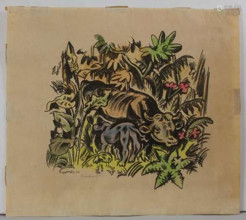 Richard Seewald (1889-1976), \'Kuh mit Kalb im Unterholz\' /...