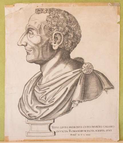 Stich von Kaiser Titus Livius / An engraving of Emperor Titu...