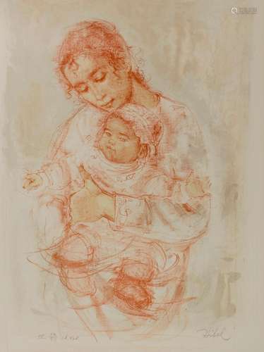 Edna Hibel (1917-2014), \'Mutter mit Baby\' / \'A mother wit...