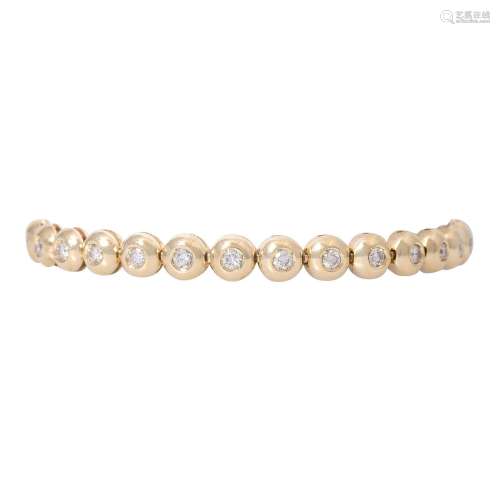 Rivière bracelet with 28 diamonds total ca. 2,2 ct,