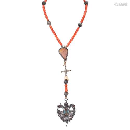 Antique necklace made of coral,