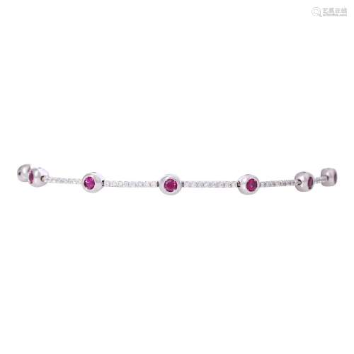 Bracelet with small rubies and diamonds