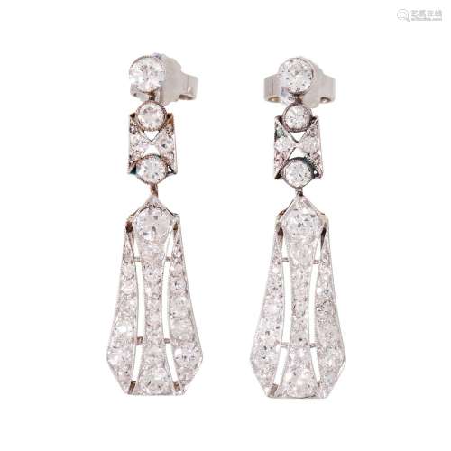 Art Deco earrings with diamonds total ca. 1,4 ct,
