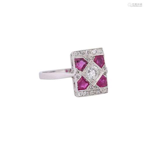 Art Deco style ring with old cut diamond ca. 0,25 ct,