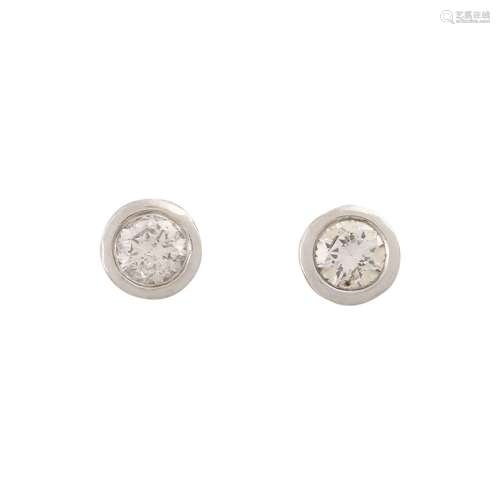 Solitaire stud earrings with diamonds total approx. 0.5 ct,