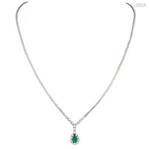 Necklace with emerald drop ca. 0,58 ct and diamonds ca. 0,76...