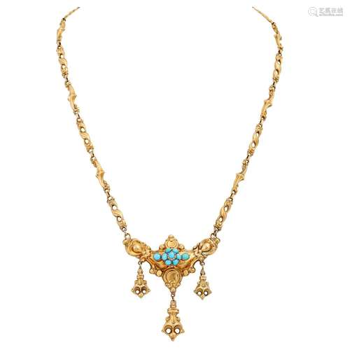 Biedermeier necklace with small turquoises,