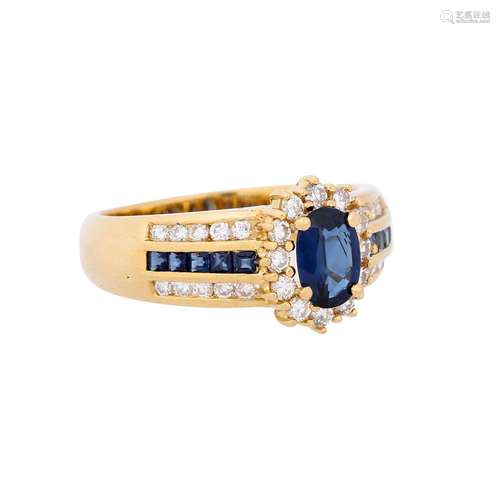 Ring with sapphires and diamonds