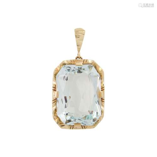 Pendant with light blue aquamarine ca. 16 ct,