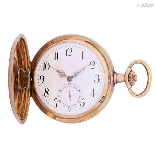 Systéme glass cave large, heavy goldsavonette pocket watch.