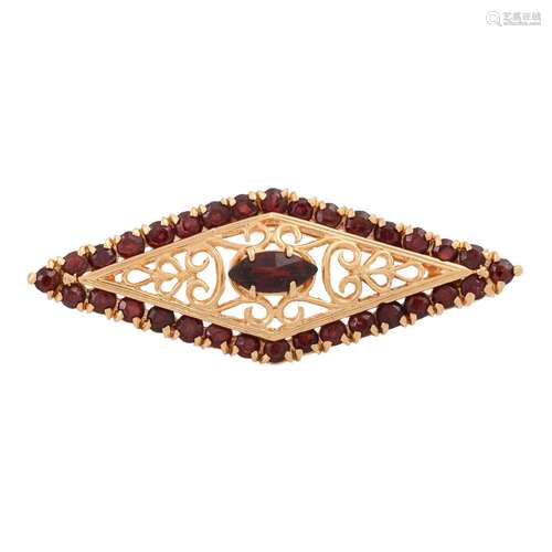 Diamond brooch with garnet