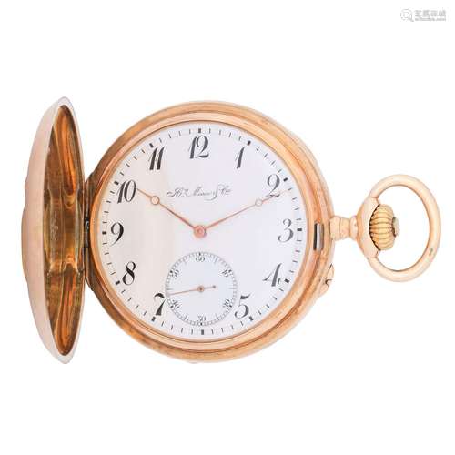 Hy. Moser & Cie. heavy goldsavonette pocket watch.