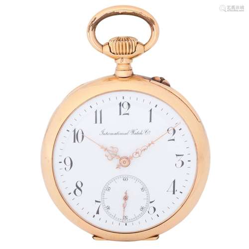 IWC Schaffhausen open pocket watch with lady portrait on dus...