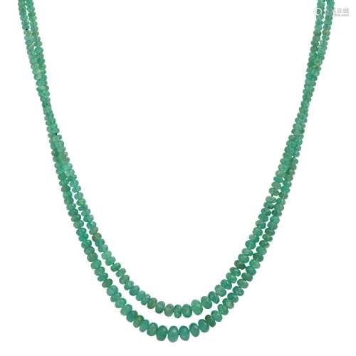 2-rhg necklace of faceted emerald rondelles,