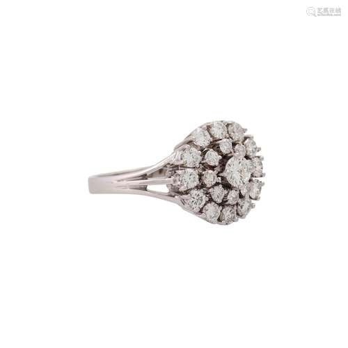 Ring set with numerous brilliant-cut diamonds, 1.4 ct, appro...