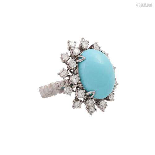 Ring with fine turquoise and diamonds