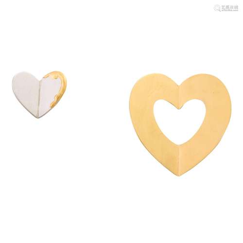 GÜNTER KRAUSS pair of stud earrings "Heart", GG18K...