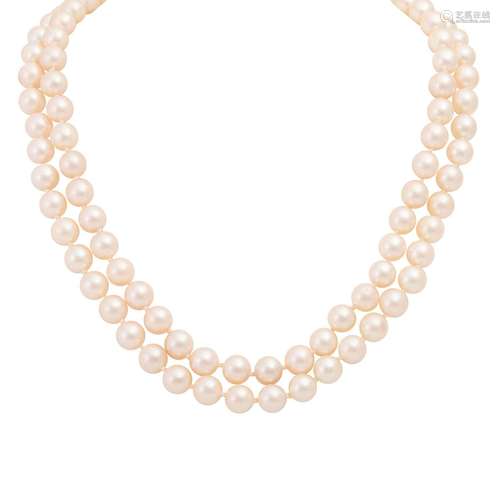 Double row Akoya pearl necklace,