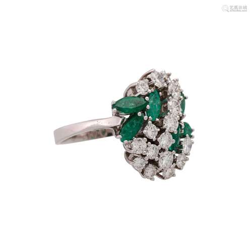 Ring with emeralds and diamonds