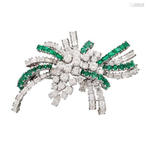 Brooch with emeralds and diamonds