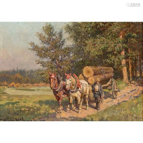 VAN DER VENNE, FRITZ (1873-1936) "Wagoner transporting ...