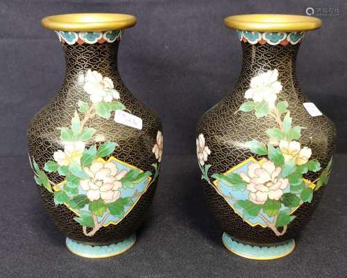 PAIR OF CLOISONNÈ VASES