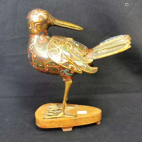 FIGURATIVE CLOISONNE INCENSE BURNER "BIRD