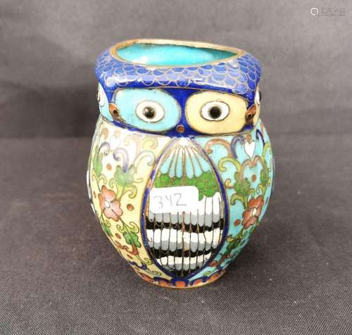 SMALL CLOISONNE VASE "OWL"