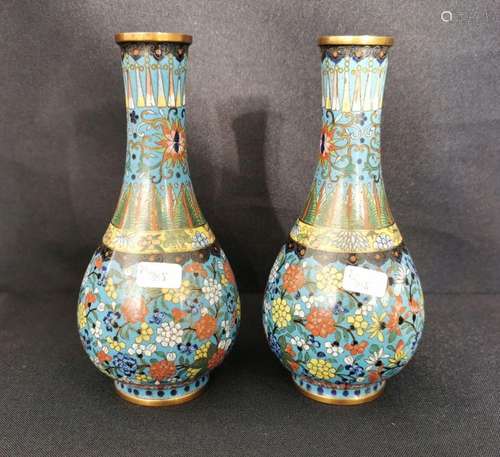 SMALL PAIR OF CLOISONNE VASES