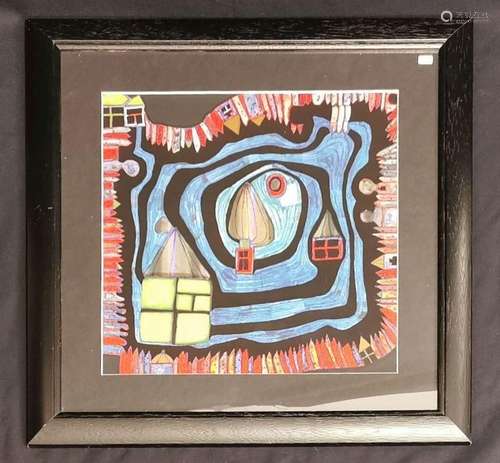 FRIEDENSREICH HUNDERTWASSER COLOUR FOIL PRINT