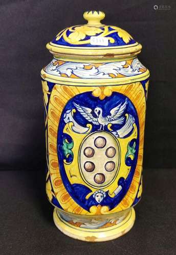 ITALIAN LIDDED JAR / ALBARELLO / APOTHECARY JAR