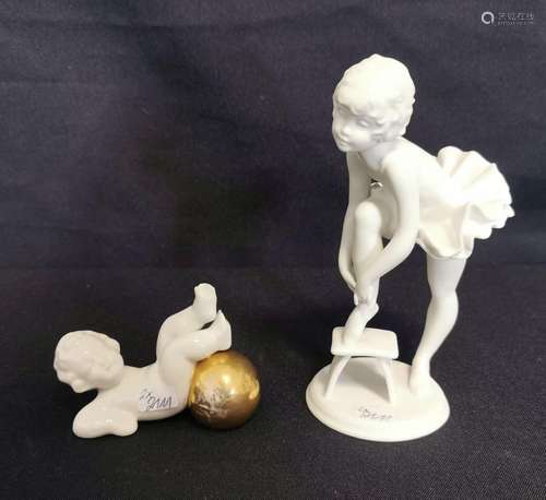 PORCELAIN FIGURES "BALLERINA" AND "PUTTO"...