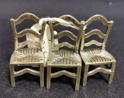 MINIATURE SILVER: THREE CHAIRS