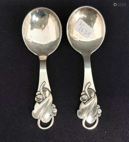 2 SMALL ART DECO SERVING SPOONS