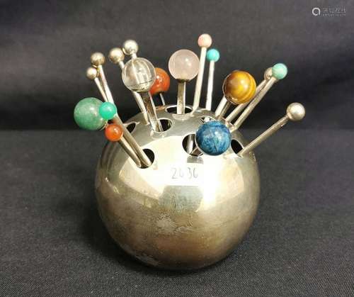 MID-CENTURY COCKTAIL SKEWERS WITH HOLDER