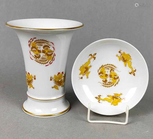 Meissen Vase und Schälchen *Reicher Drache*