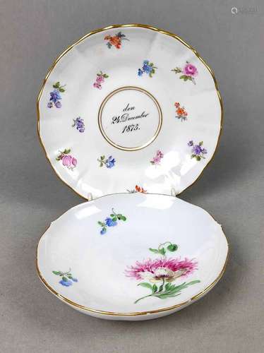 Meissen 2 Untertasse Blumendekor 1875 u.sp.