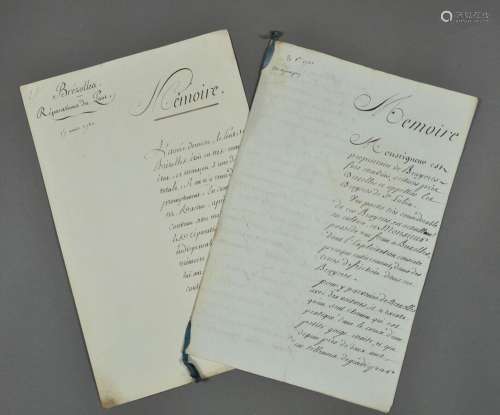 EURE-ET-LOIR. 2 manuscrits, 6 pp. ½ et 1 p. in-folio. 1780-1...