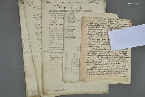 HAUTE-SAÔNE. 7 documents manuscrits en partie imprimés. Veso...