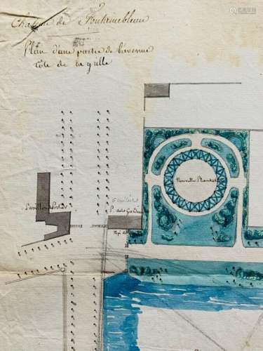 SEINE-ET-MARNE. Plan manuscrit aquarellé, fin XVIIIe-début X...