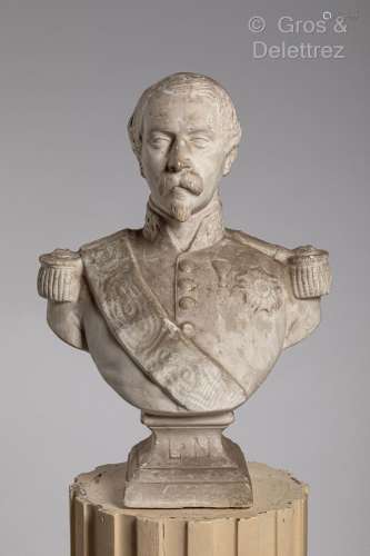 Portrait en buste de Napoléon III<br />
Épreuve en plâtre<br...