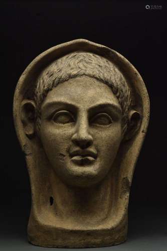 ETRUSCAN TERRACOTTA VOTIVE YOUTH HEAD - TL TESTED