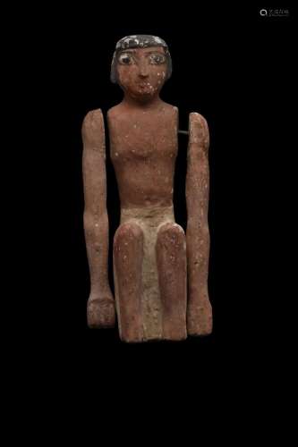 LARGE ANCIENT EGYPTIAN CEDAR WOOD BOATMAN FIGURE