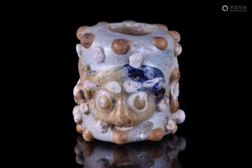 HUGE PHOENICIAN GLASS PASTE FACE BEAD