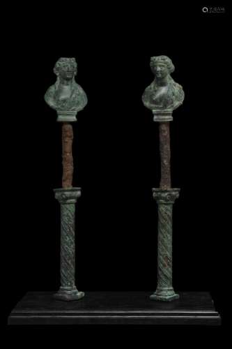 TWO ROMAN BRONZE AND IRON FITTINGS EX. CHRISTIE'S